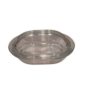 Pyrex 602-C Clear Glass Oval Casserole Dish with Ribbed Lid